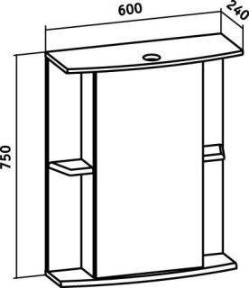 Зеркальный шкаф Runo правый Мадрид 60 (00000000036)